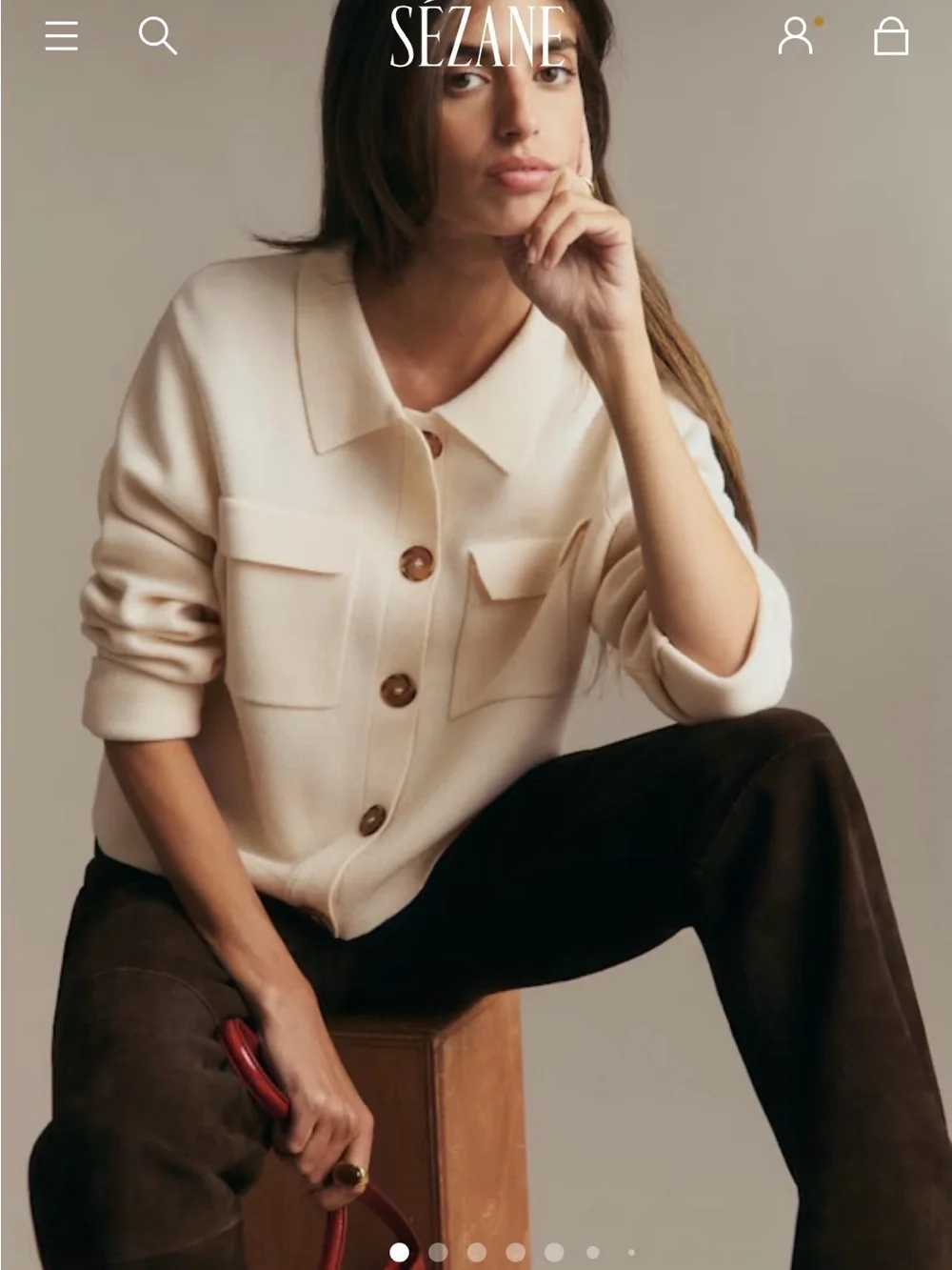 EUC Sezane Betty Merino Wool Cardigan Jacket Ecru Extra Small XS